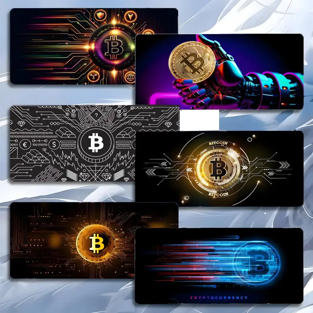 currency digital B-Bitcoin Mouse Pad Mousepad Large Gaming LockEdge Thickened PC Table Desk Mat