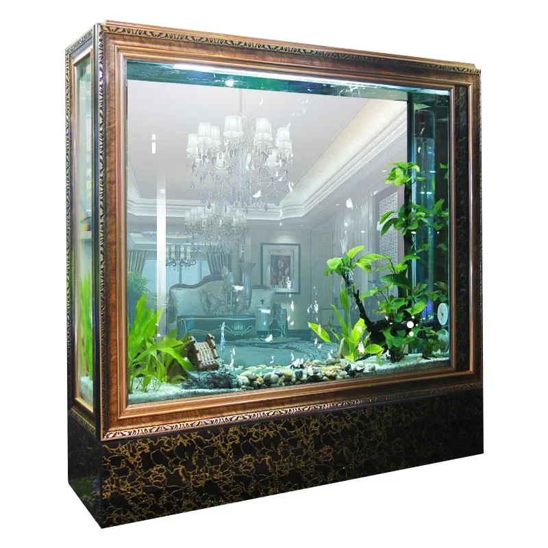 

Home living room screen, floor-to-ceiling entrance, wall luxury, water-free modern fish tank