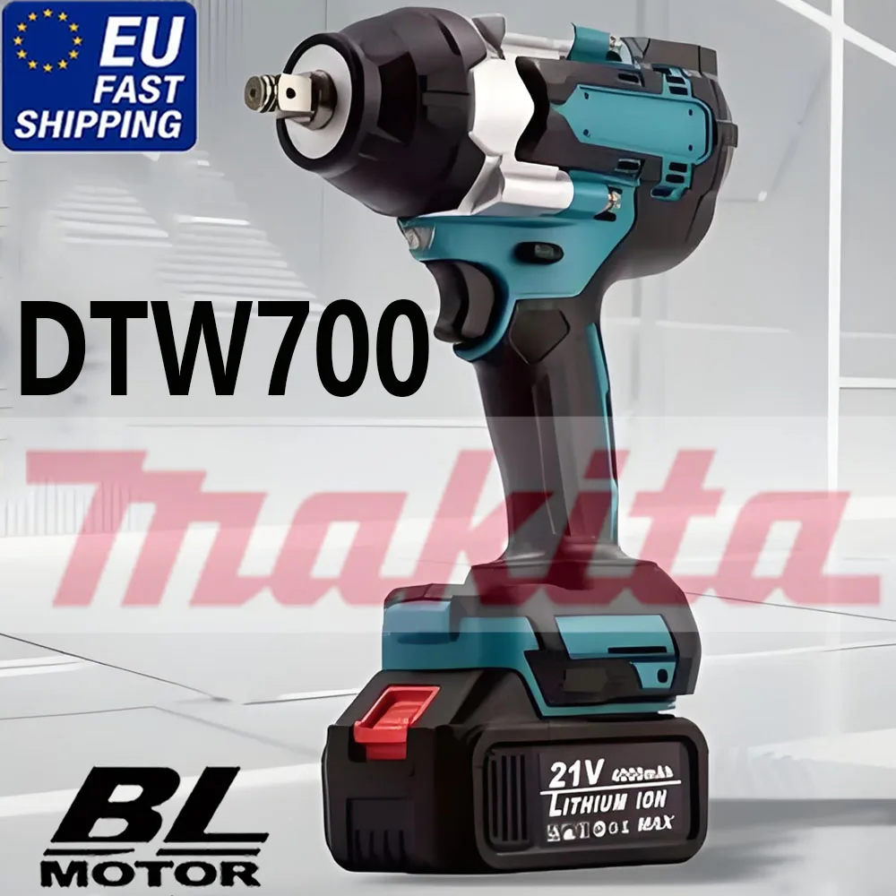 per Makita 1200NM DTW700 Chiave a impulsi elettrica senza spazzole, chiave ricaricabile 1/2" per pneumatici auto, utensili elettrici a batteria per batteria Makita 18V