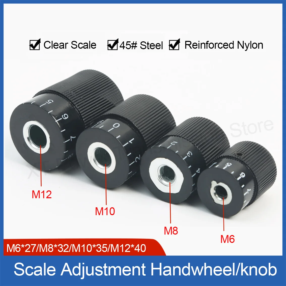 

1-3 шт. ручки точной регулировки M6 M8 M10 M12, цельные поворотные ручки с цифровой шкалой, 6*27 мм, 8*32 мм, 10*35 мм, 12*40 мм