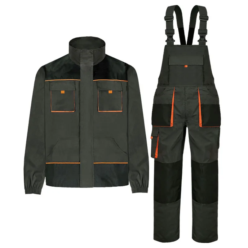 Multi pocket workwear set, wear-resistant maintenance repair car labor protection jumpsuit work pants