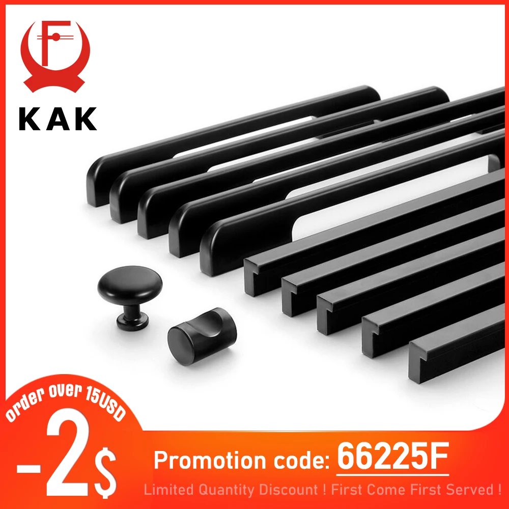 KAK Fashion Black Hidden Cabinet Handles Aluminum Alloy Kitchen Handles Cupboard Pulls Drawer Knobs Furniture Room Door Hardware