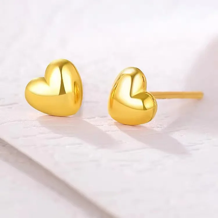 

Shining Real 18k Gold Heart Earrings for Woman High-quality Luxury AU750 Earring Party Banquet Jewelry
