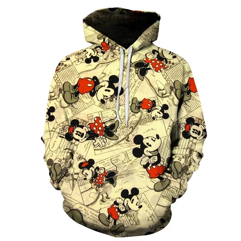 Disney Cartoon Minnie Mickey Mouse 3D Hoodie Sweatshirts Men Women Boys Girls Pullover Harajuku Streetwear Pocket Hoodies