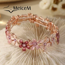 MeiceM Flower Zinc Alloy Bracelet Casual Elegant Luxury Women's Bracelet Fashion Women's Party Jewelry 2025 Valentine's Day Gift
