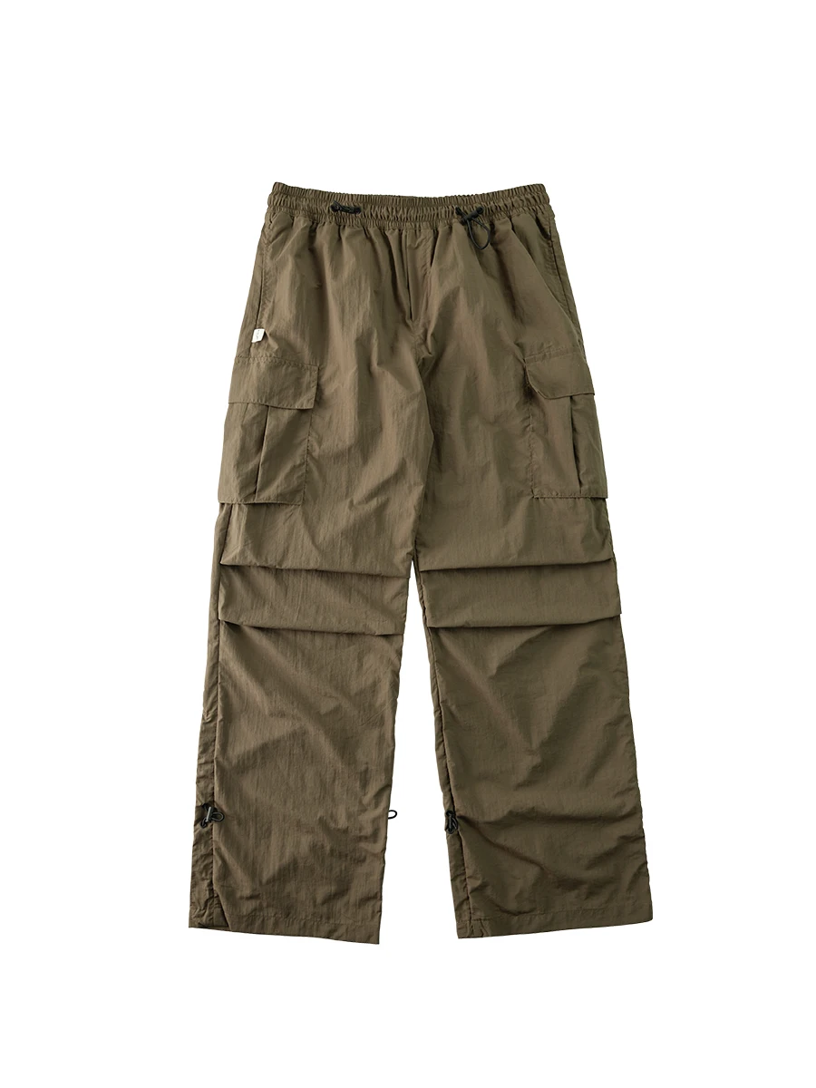 سراويل فضفاضة مناسبة للرجال مع خصر مرن وأدوات متعددة، سراويل عمل طويلة كاجوال شبابية لموسم الصيف