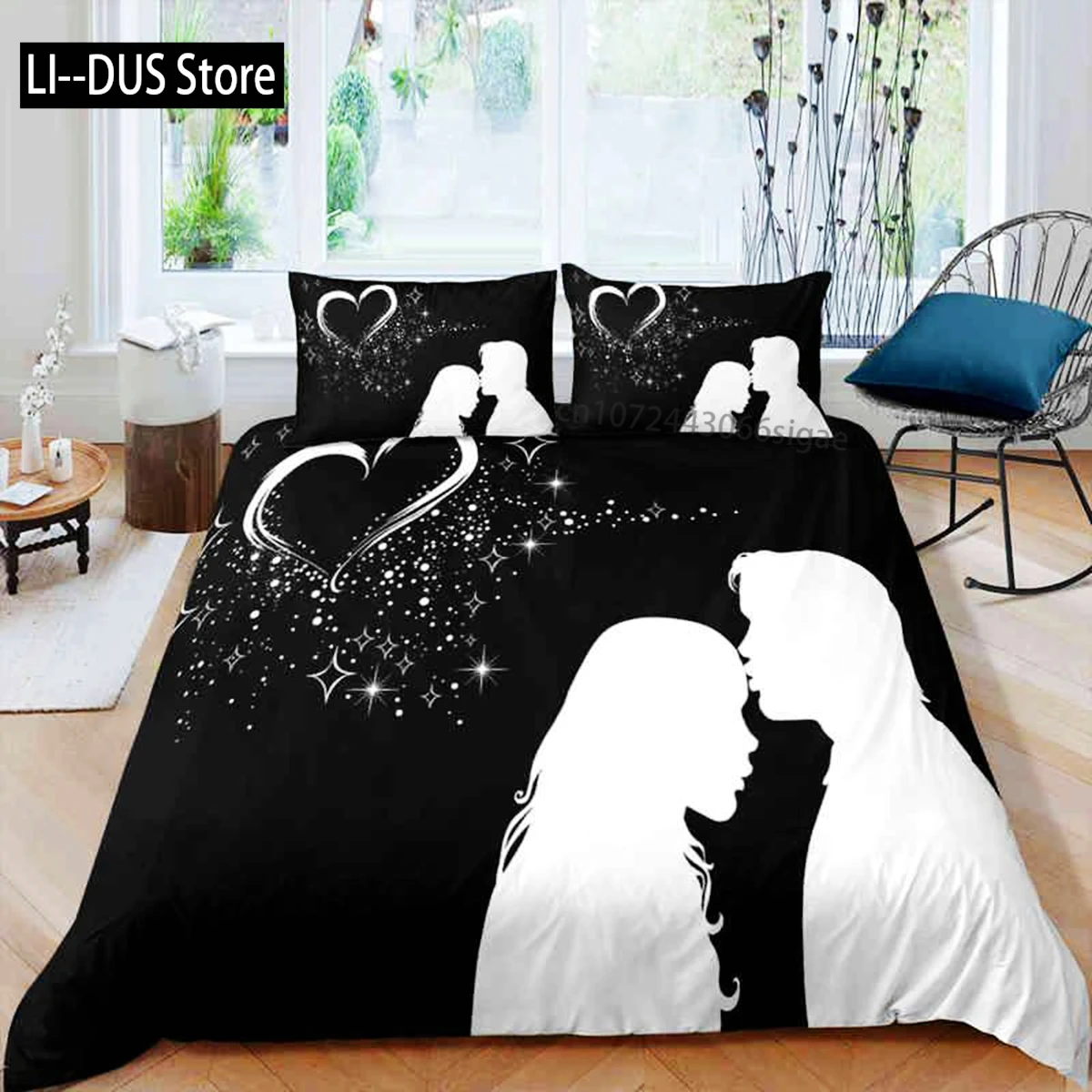 

Couple Duvet Cover Set Microfiber White Portrait Couple Kissing Twin Bedding Set Valentine's Day Gift For Lover Queen King Size