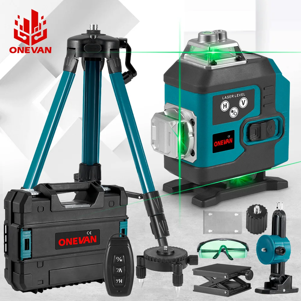 ONEVAN 16 Lines 4D Laser Level Self-Leveling 360 Horizontal And Vertical Cross Super Powerful Green Laser Level With Display