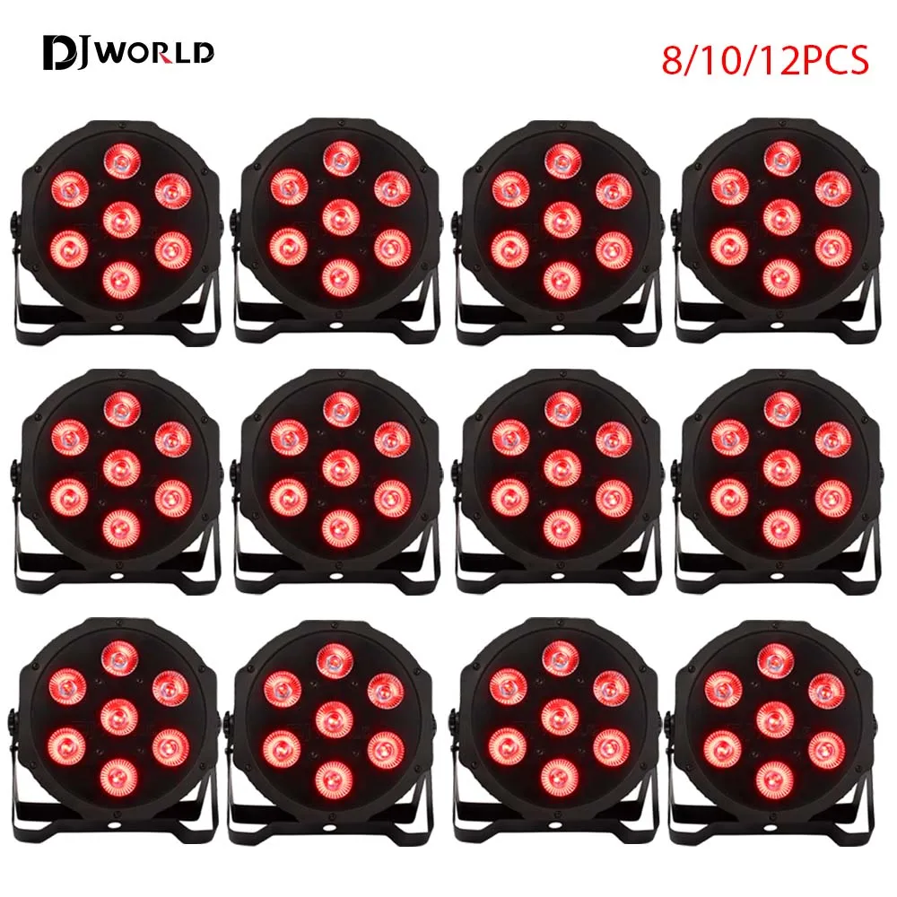 

8/10/12PCS LED Par 7X12W 4IN1 RGBW Stage Flat Lighting Christmas Decoration DJ Equipment Disco Lamp High Quality Dmx Control