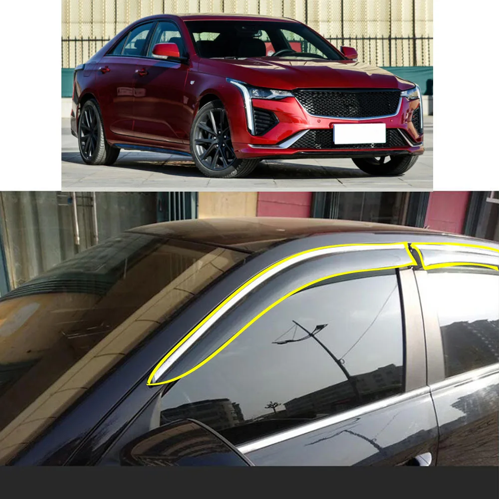 

Car Body Styling Sticker Plastic Window Glass Wind Visor Rain/Sun Guard Vent Parts For Cadillac CT4 2020 2021 2022