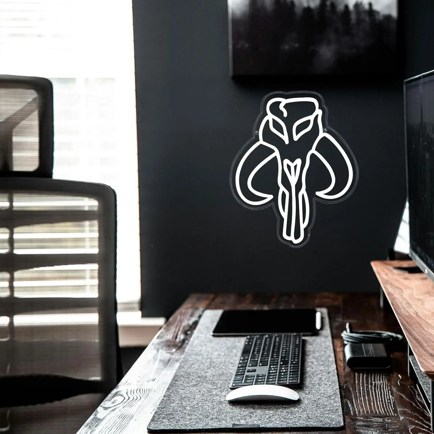 الأبيض الثور الجمجمة النيون USB عكس الضوء مصباح ليد لغرفة النوم لعبة غرفة بار ديكور المنزل شخصية هدية ضوء الليل #4