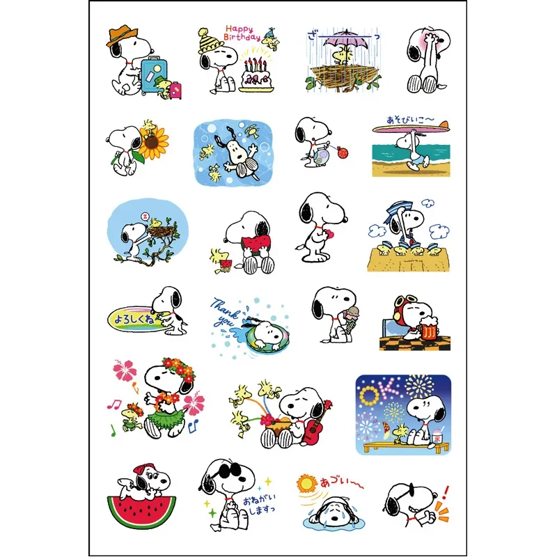 24pcs Snoopy Charlie Stickers Cartoon Cute DIY Scrapbook Students School Diary Anime Decoration Stationery Decals Kids Toys