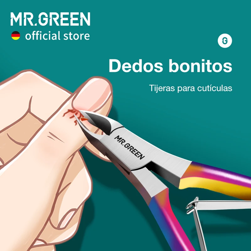 MR. VERDE-Pinças Coloridas De Cutícula, Manicure Tesoura, Aparador Lindo, Removedor De Pele Morta, Ferramenta De Aço Inoxidável