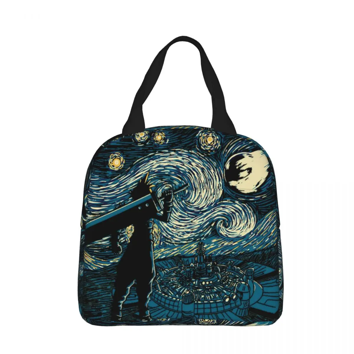 

Starry Fantasy Van Gogh Final Fantasy Insulated Lunch Bag Thermal Bag Art High Capacity Tote Lunch box Food Bag Beach Travel