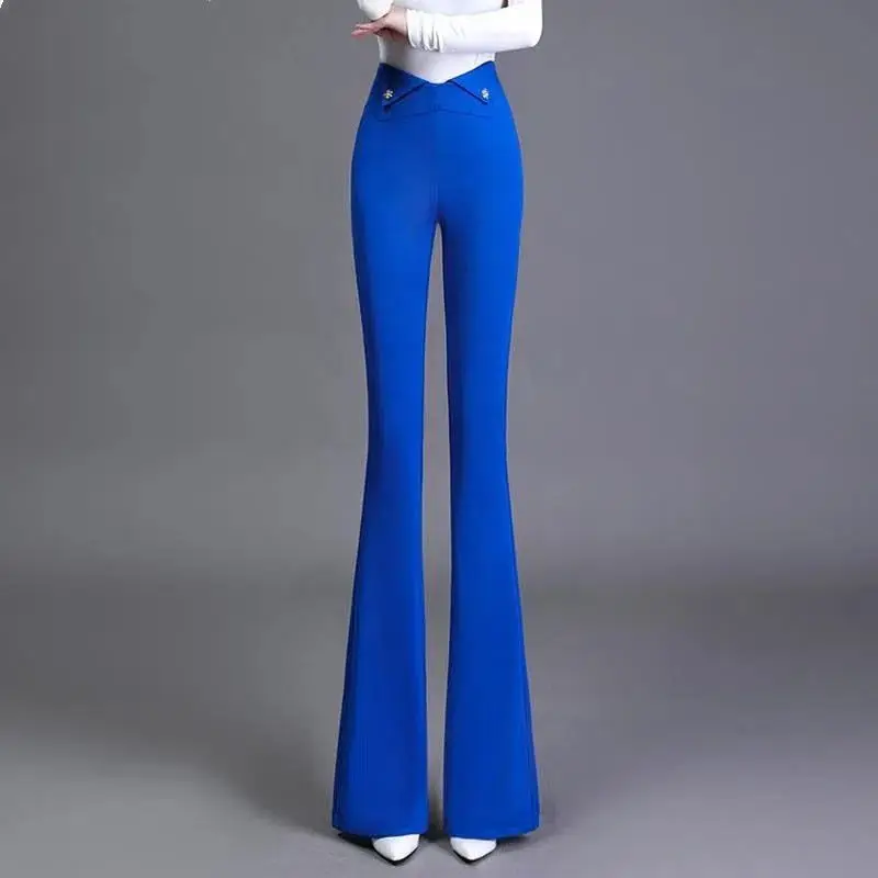 Elegant Fashion Women High Waist Suit Pants Spring Autumn New Simple Slim Korean Streetwear Casual Solid All-match Flare Trouser