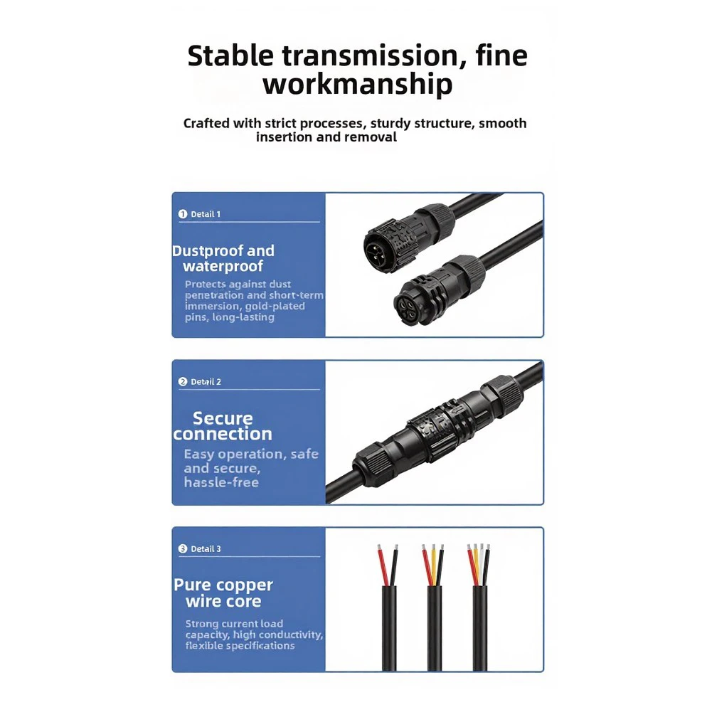 For Harsh Elements Exposure Waterproof Circular Connector Nylon Body Push Pull Connector Self-locking Connector