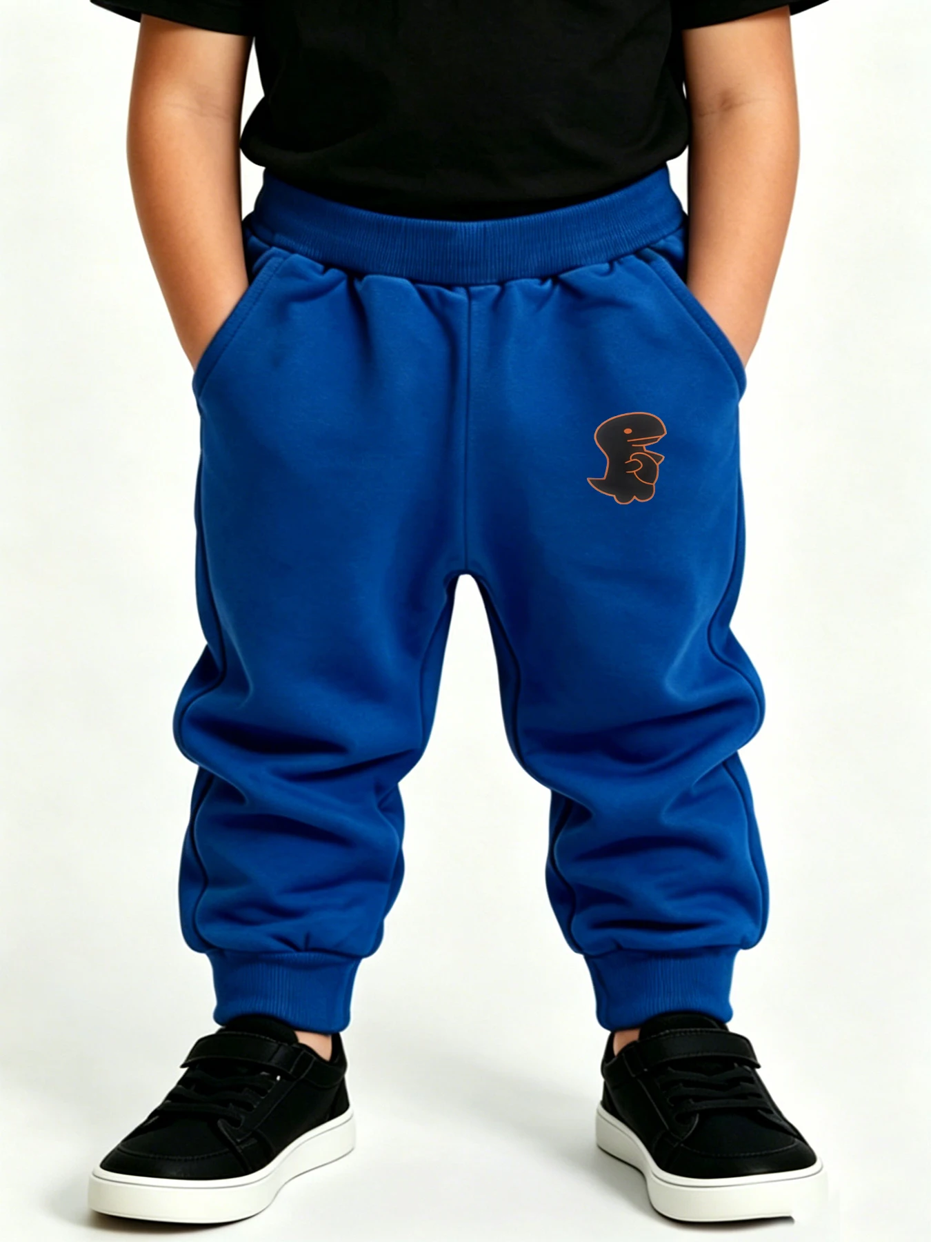 2PCS Blue & Yellow New Kids Soft Skin - Friendly Pants Boys Girls Dinosaur Print Cuffed Sweatpants Spring Casual Long Trousers