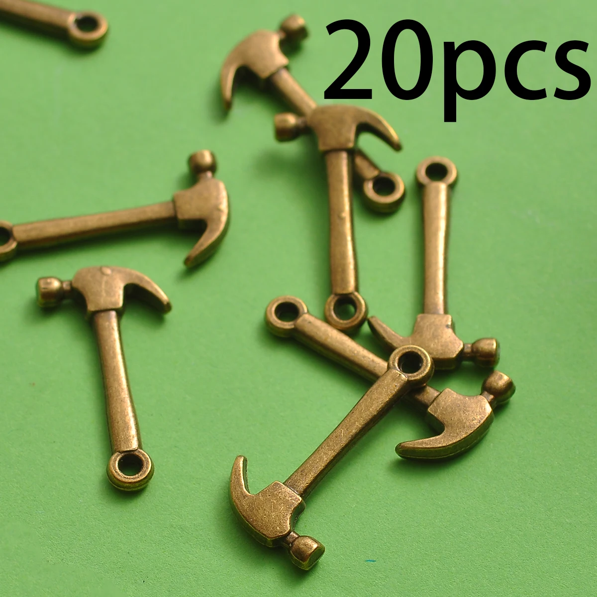 20 Mini Claw Hammer-Shaped Pendants, Small Hammer Charms, Suitable for DIY Bracelets, Necklaces, Earrings, and Industrial-Style Handmade Beaded Jewelry Accessories