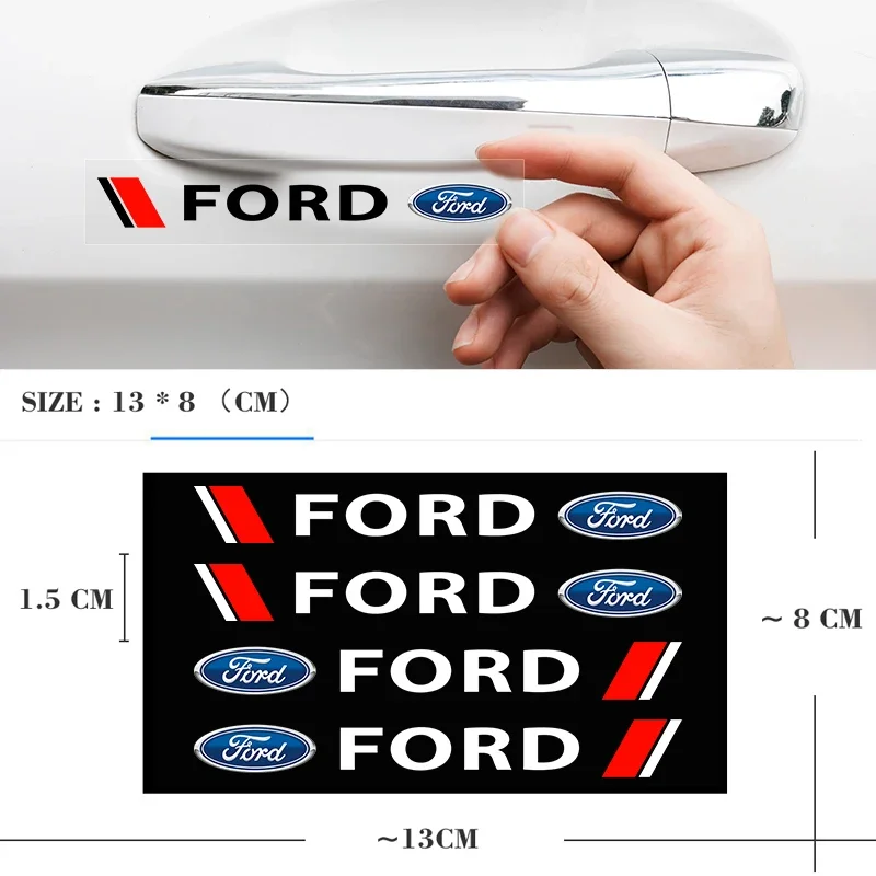 4Pcs Car Logo Door Handle Sticker Body Decal For Ford Focus 2 MK2 3 MK3 MK4 ST Mondeo Festiva Fusion Suit Fiesta Mustang Ranger