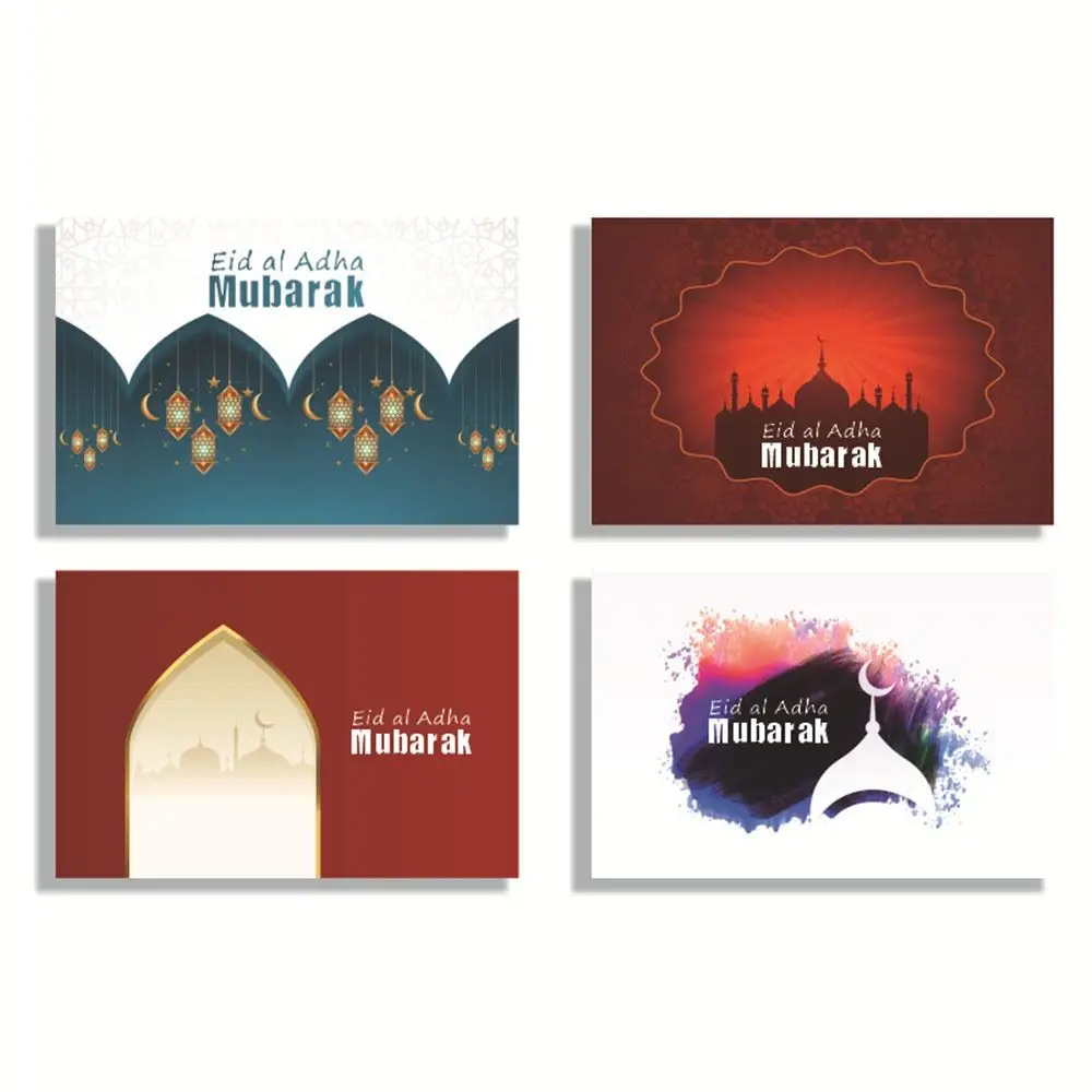 6pcs Eid Mubarak Invitation Cards with Envelope Ramadan Gift Decorations Greeting Card Islamic Muslim Eid Decor