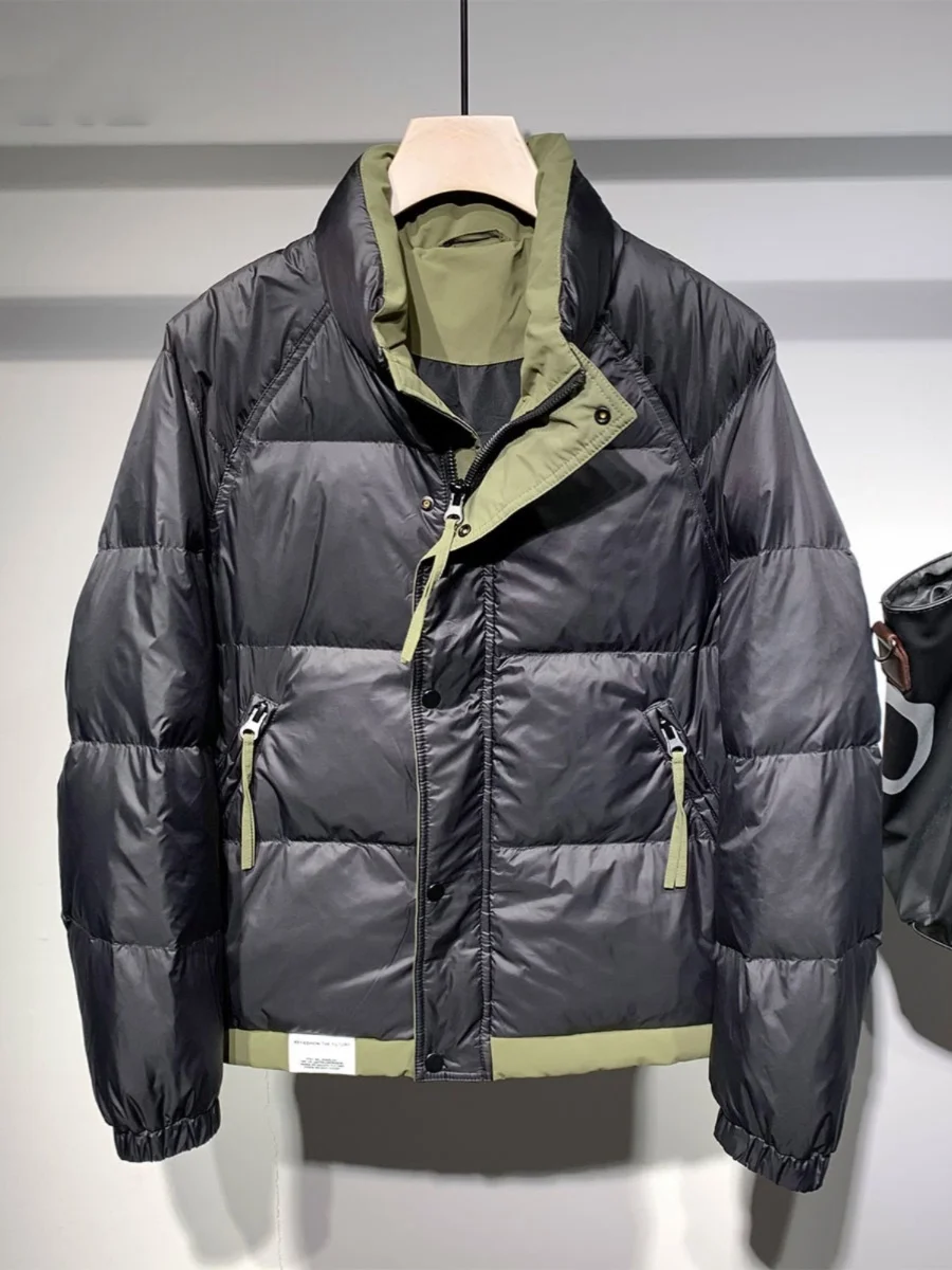 

Новая зимняя мужская пуховая куртка свободного кроя с воротником-стойкой, утепленная, в стиле пэчворк, белая, повседневная, в американском стиле