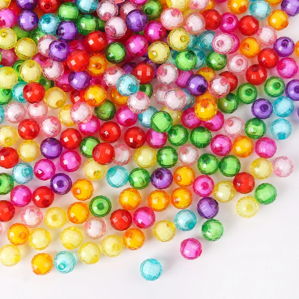 50pcs 10mm Cut Earth Transparent Faceted Acrylic Bead In Bead Jewellery Children Diy Necklace Bracelet Accessories