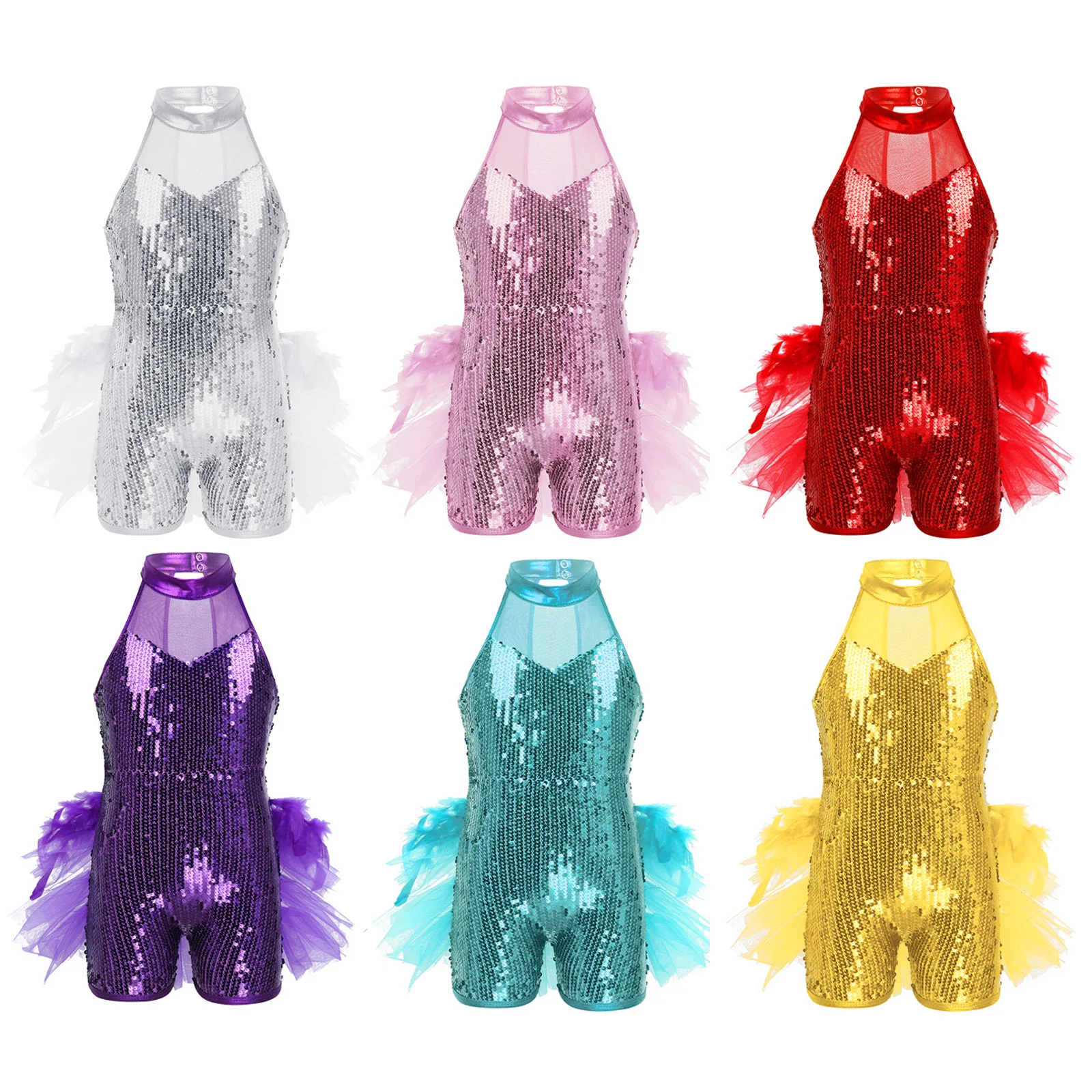 Kid Girls Sequins Jazz Latin Ballet Dance Costume Rhinestone Gymnastics Professional Modern Ballet Tutu Dress Leotard Dance Wear