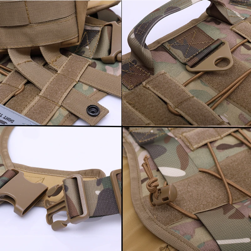 Taktische Militärweste für Haustiere, Outdoor-Trainingsweste, Hundegeschirr und Leine, Set mit Halsband für mittelgroße und große Hunde, Deutscher Schäferhund – Detail 17