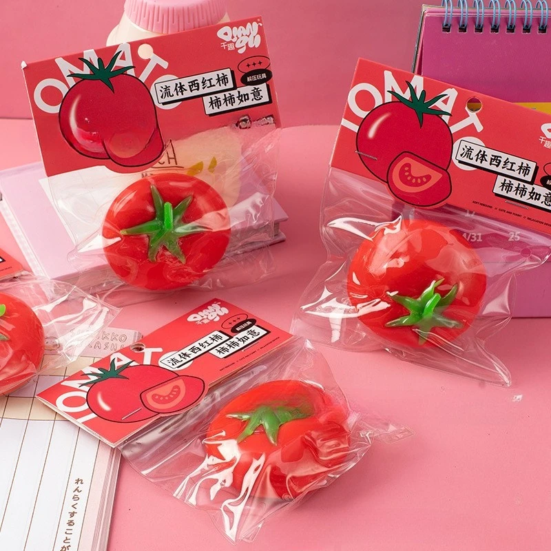 لعبة ضغط الطماطم السائلة لتخفيف التوتر - لعبة تململ حسية لفاكهة المحاكاة بطيئة الارتفاع لتخفيف القلق، هدية للأطفال والكبار #4