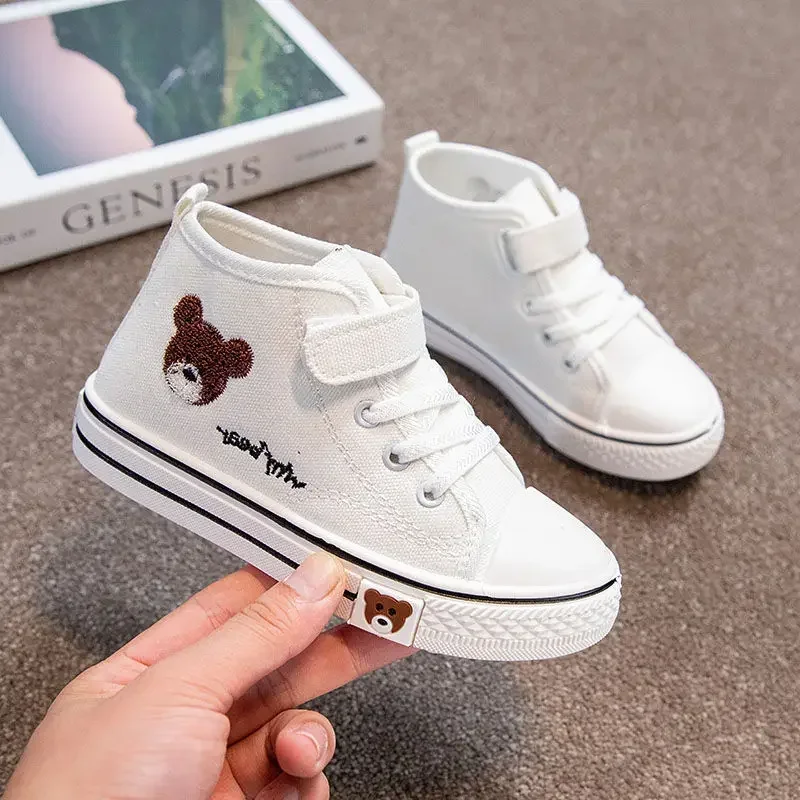 Children's Mid-Top Canvas Shoes Soft Bottom Comfortable Casual Children's Shoes Boys and Girls Non-slip Breathable Board Shoes