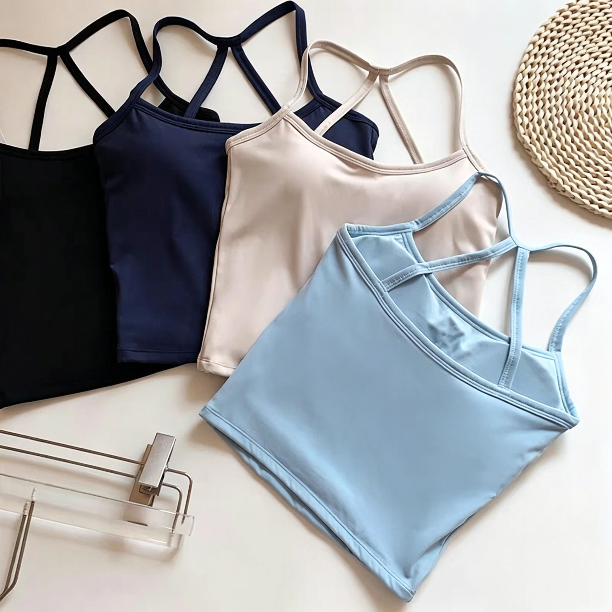 Sexy Damen-Fitness-BH mit V-Ausschnitt, Nude-Sport-BH, Neckholder-Yoga-Oberteil, bequemes, atmungsaktives Gym-Top für aktive Bewegung – Detail 13