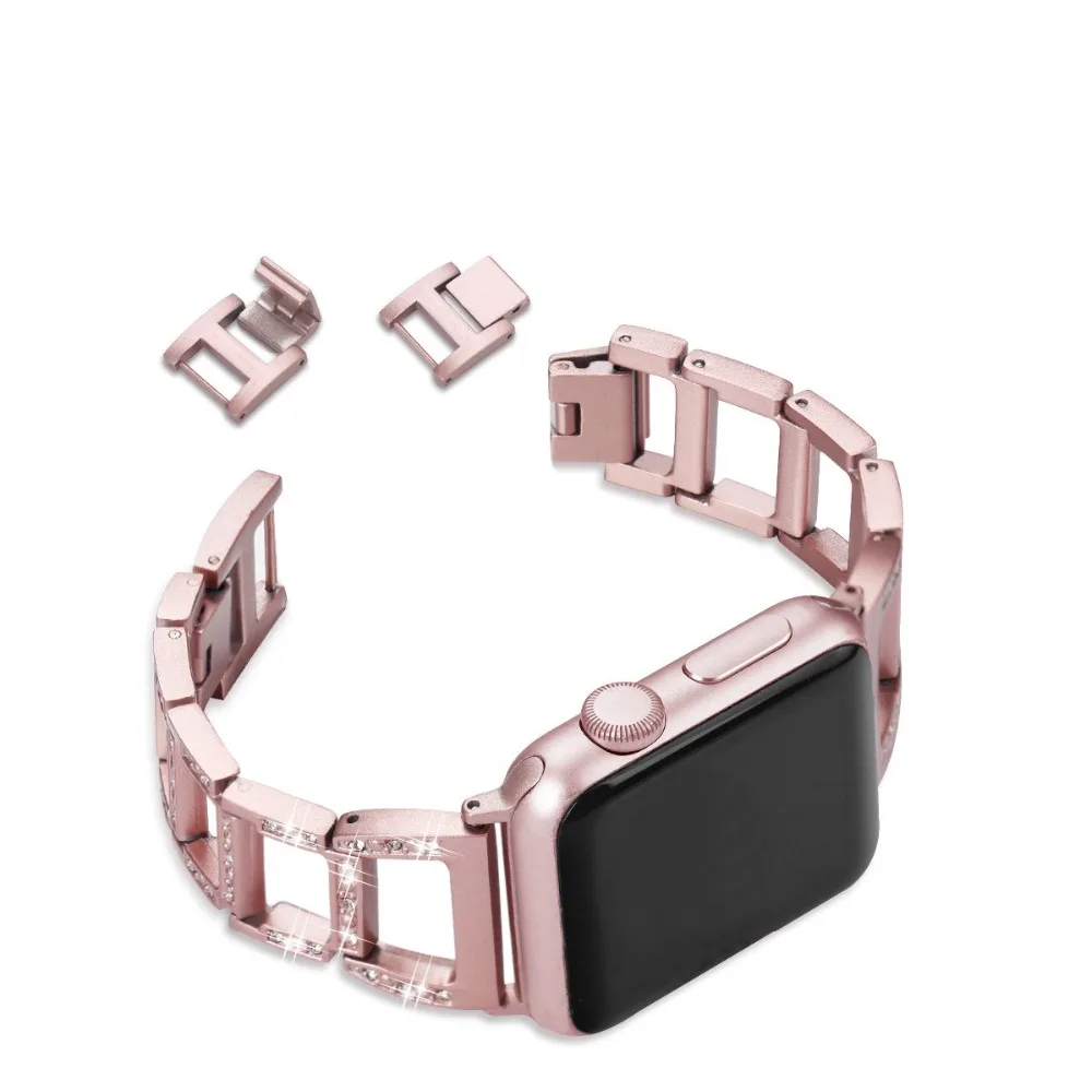 Luxury Band for Apple Watch 3 2 1 38MM 42MM Stainless Steel Metal Diamond Replacement Strap for iwatch Series 4 5 6 SE 40MM 44MM