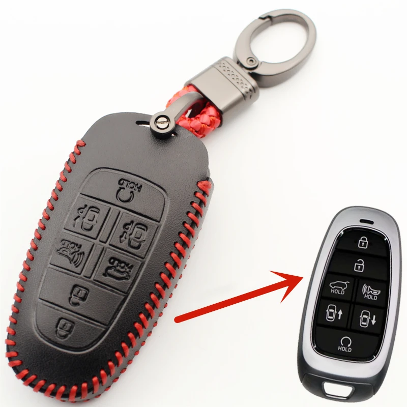 Flybetter Genuine Leather 7Button Keyless Entry Smart Key Case Cover For Hyunda…