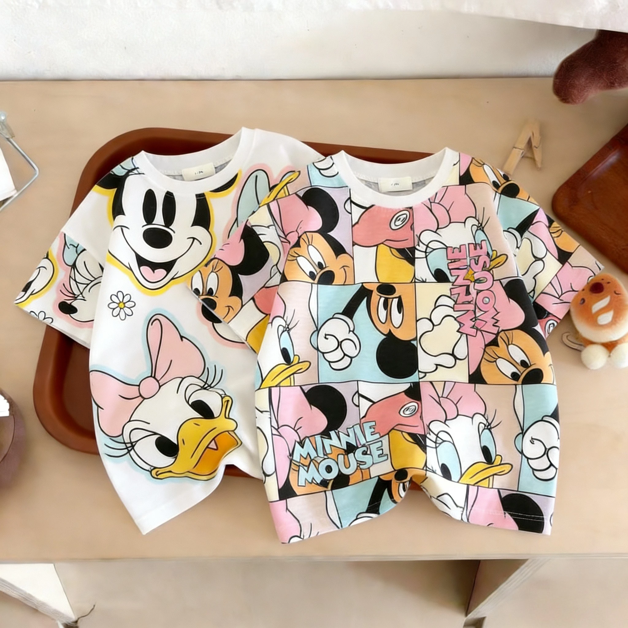 

Детская одежда для детей 1-7 лет, футболка с героями мультфильмов, популярный дизайн, футболки с короткими рукавами для маленьких девочек, топы с круглым воротником, модные футболки Disney