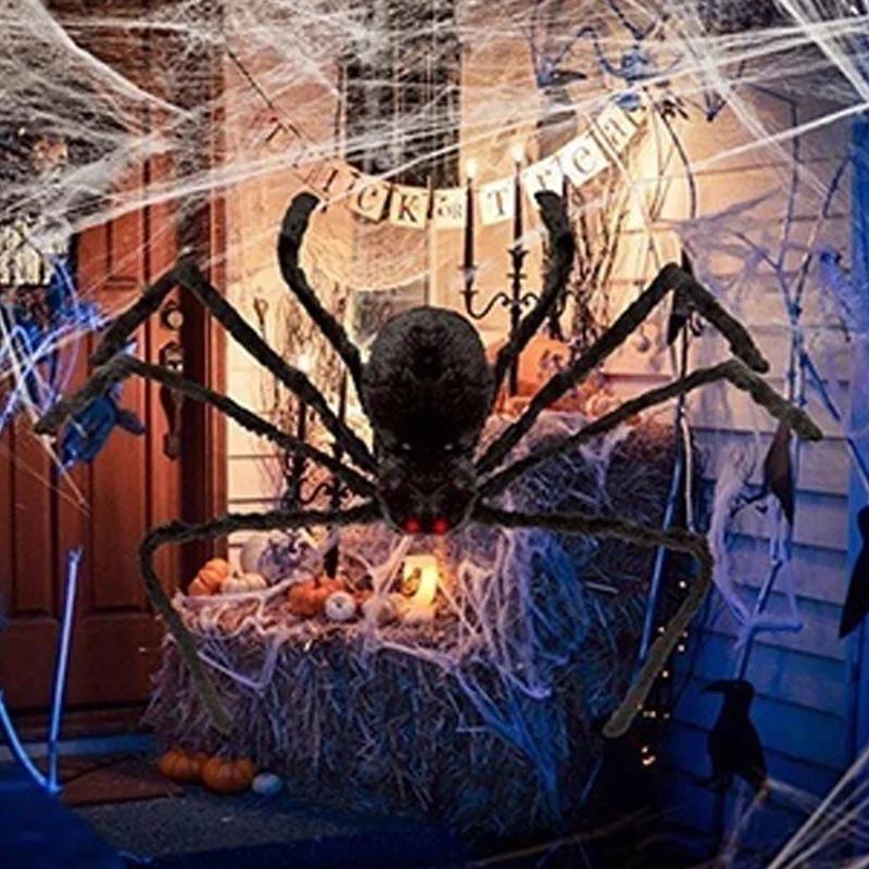 Halloween Duży Pluszowy Pająk Dekoracja Halloween Rekwizyty Imprezowe Na Zewnątrz Duży Pająk Dekoracja Komora Trick A Prank Big Spider