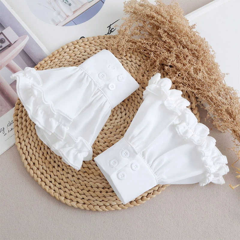 Manicure Foto Tool Ruche Afneembare Effen Kleur Fake Flare Mouwen Meisjes Decoratieve Polsboeien Nagels Kunst Fotografie Props