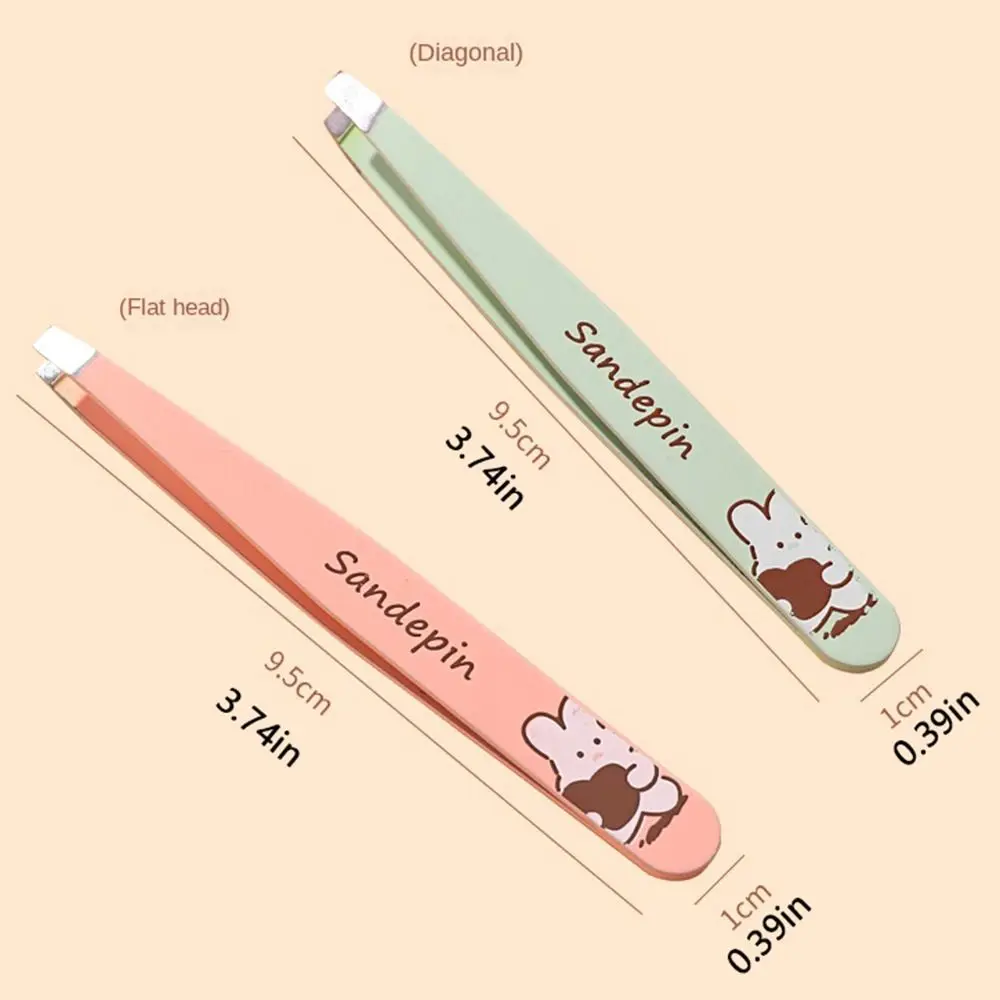 Cartoon Eyebrow Clip Cute Comfortable Tilted Eyelash Tweezers Stainless Flat Hair Pluckers Makeup Set