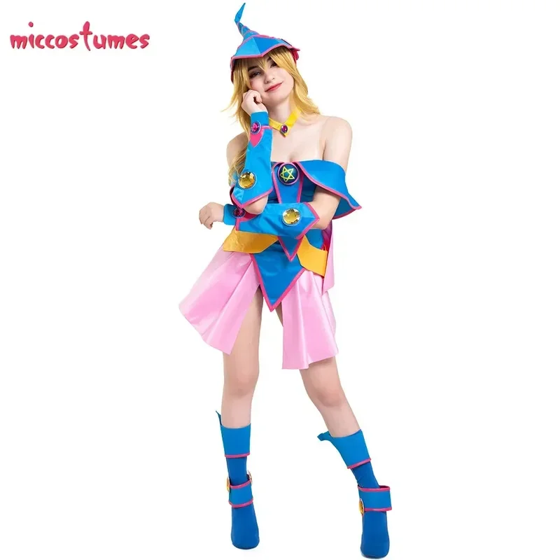 Miccostumes Women's Dark Magician Girl Cosplay Costume with Hat for Woman Halloween cosplay costume Outfit