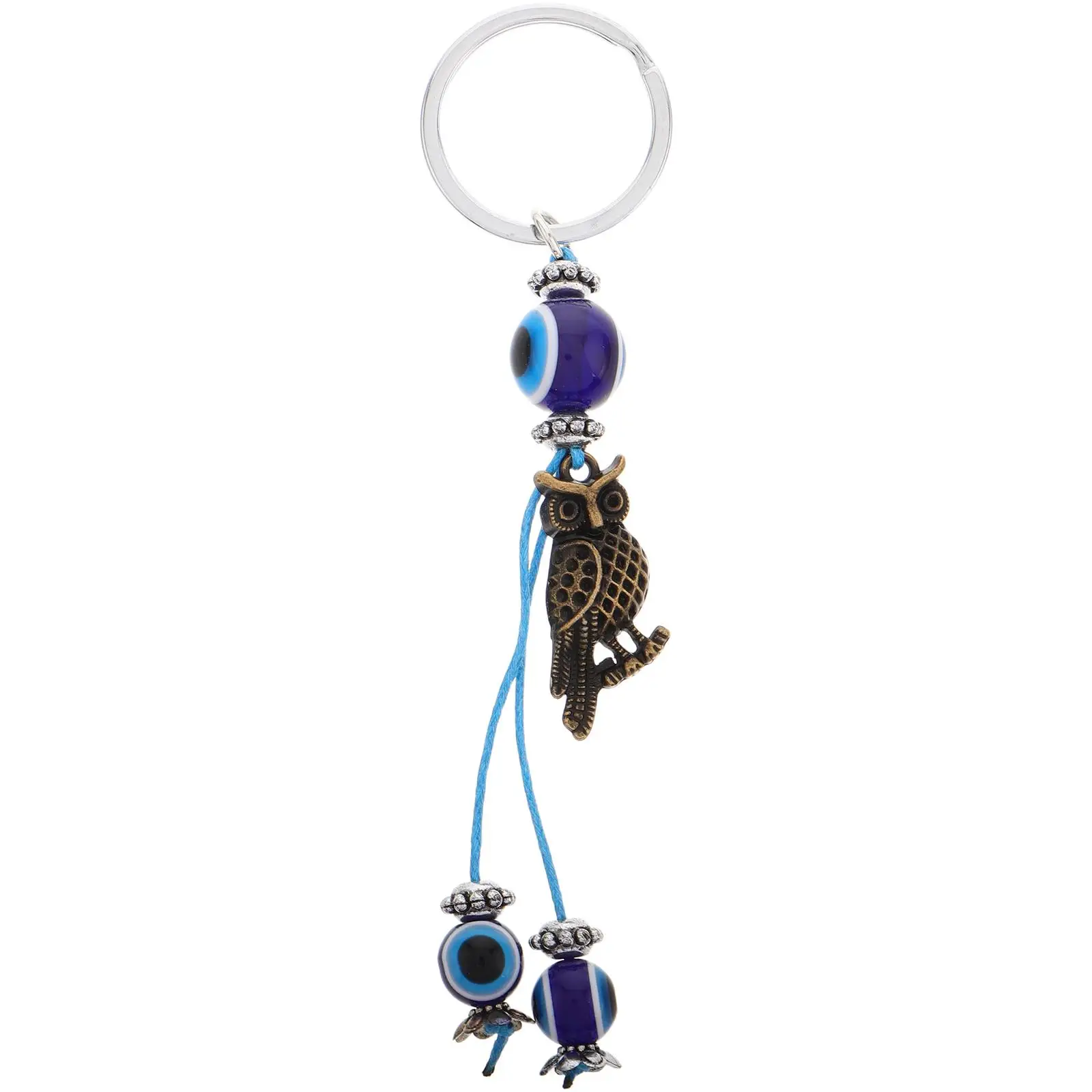 

Blue Evil Eye Keychain Owl Bag Charm Metal Car Decor Handbags Gifts Purse Hanging Eyes Key Ring Animal Christmas Party Supplies