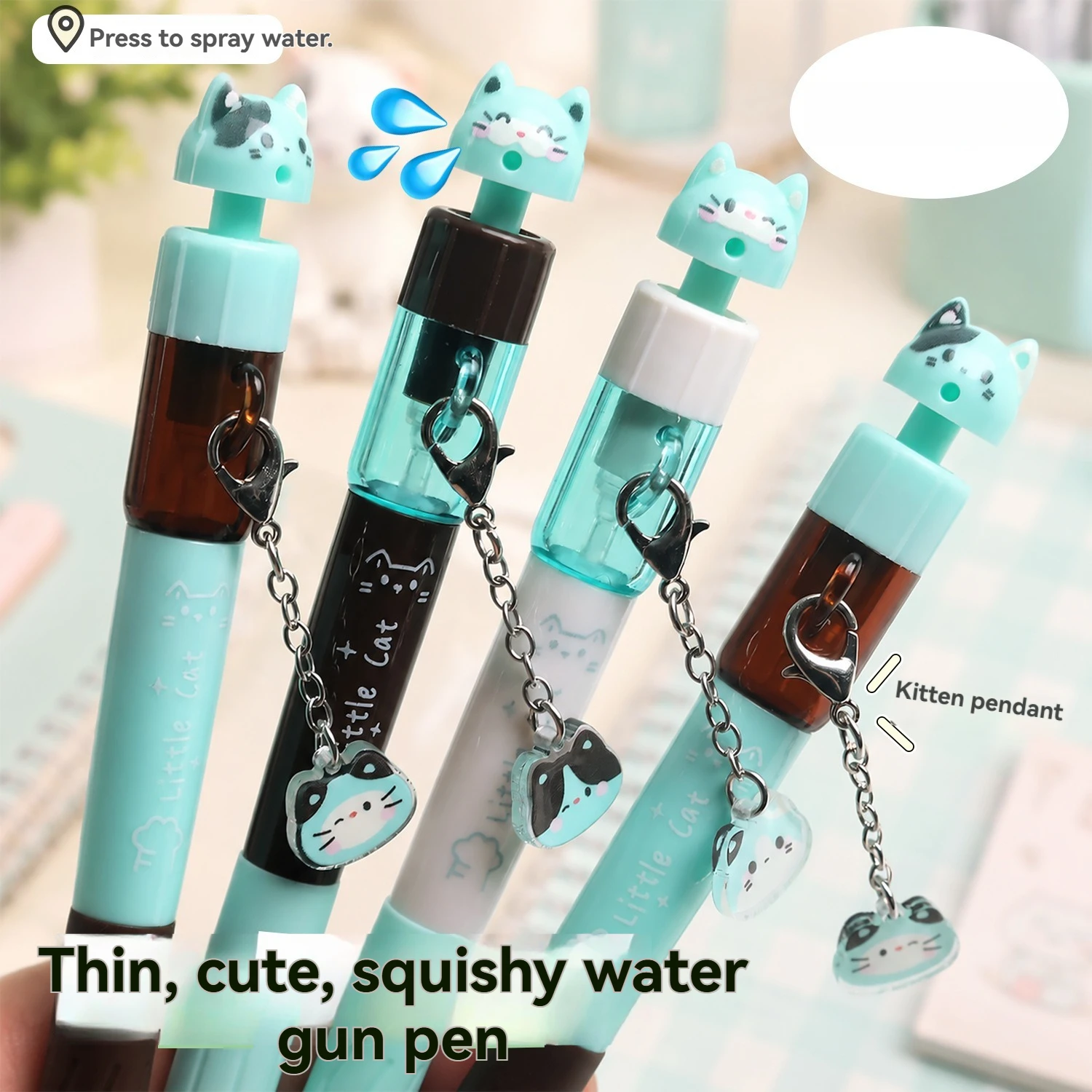 1 Stück Gel-Stift mit Katzenmotiv und Drehfunktion als Wasserpistole, Kreativer Spaß-Stift zur Entspannung, 0,5mm Schwarzer Unterschriftenstift, Schnelltrocknend
