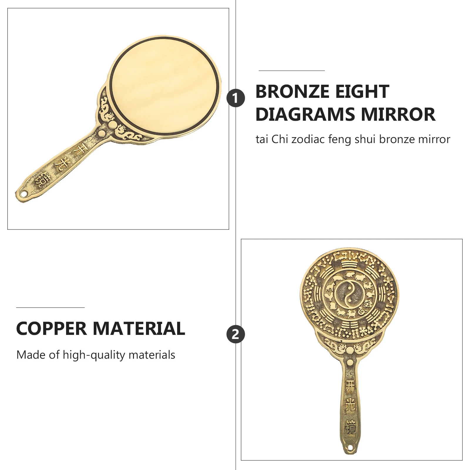 

Copper Bagua Mirror Feng Shui Evil Exorcism Home Office Shop Decor Art Craft Positive Energy Wealth Luck Blessing