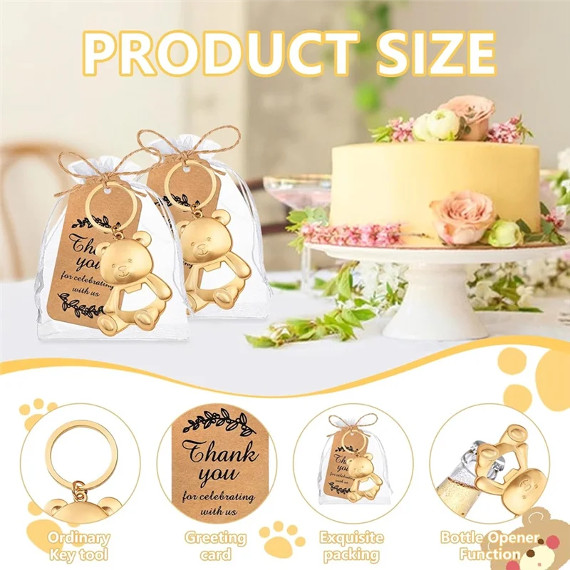 

50Pack Bear Bottle Opener Keychain Baby Shower Return Favors For Birthday Wedding Decoration Return Gift Souvenirs