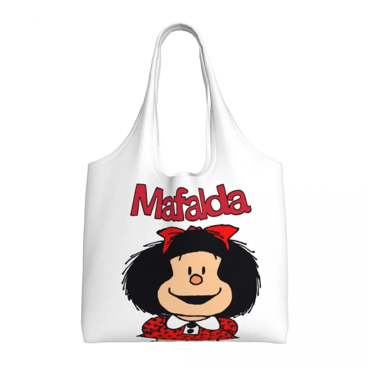 Custom Cute Mafalda Shopping Tote Bags Reusable Argentine Cartoon Quino Comics Canvas Groceries Shoulder Shopper Bags Handbag