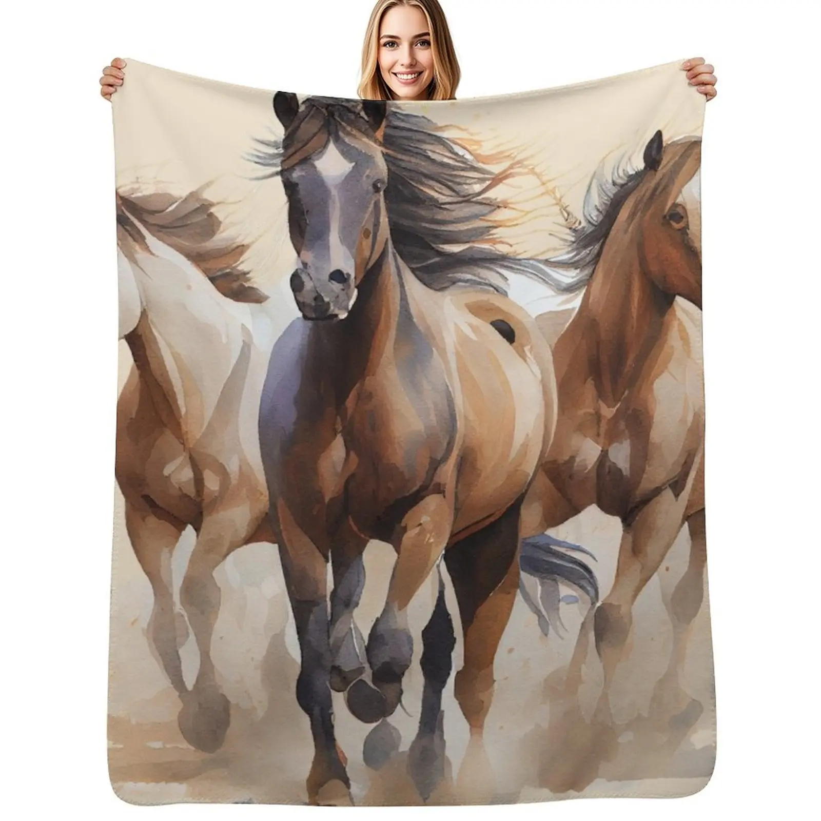 

Wild horses Throw Blanket funny gift Comforter Sofa For Decorative Sofa Blankets