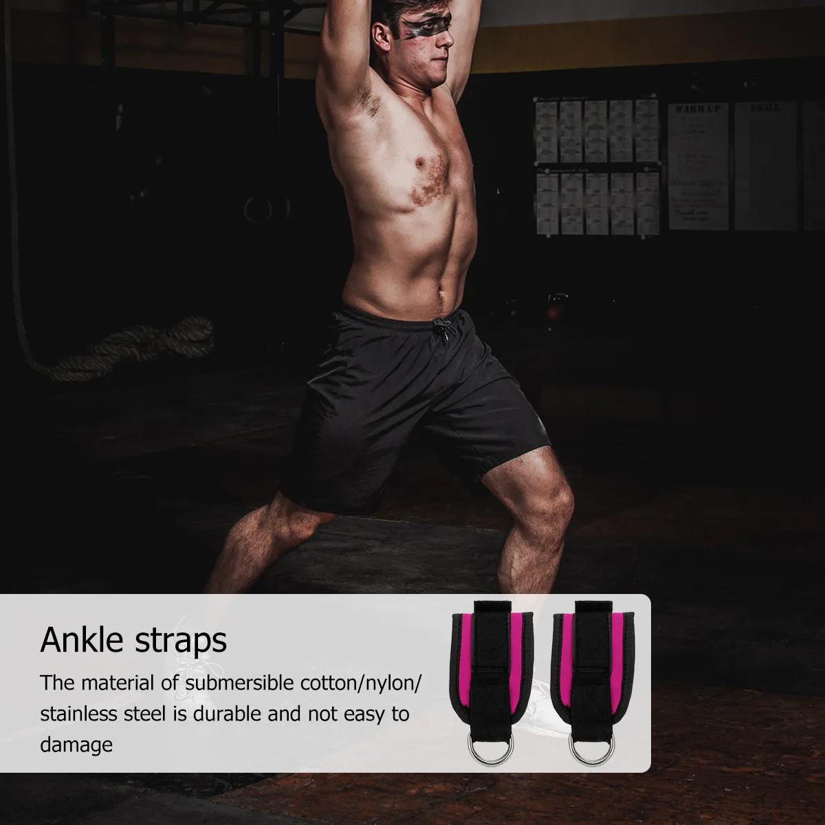 1Pair Professional Ankle Strap for Leg Workouts Weight-Bearing Fitness Padded Double Ring Straps with Resistance Band Cable