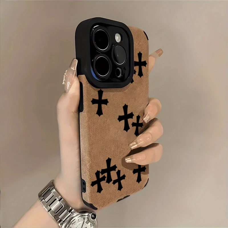 Black Cross Phone Case For iPhone 16 17 18 Pro 15 14 12 11 13 Pro Max 16 Plus Air XR X XS Max 7 8 Plus SE 2022 Protective Cover