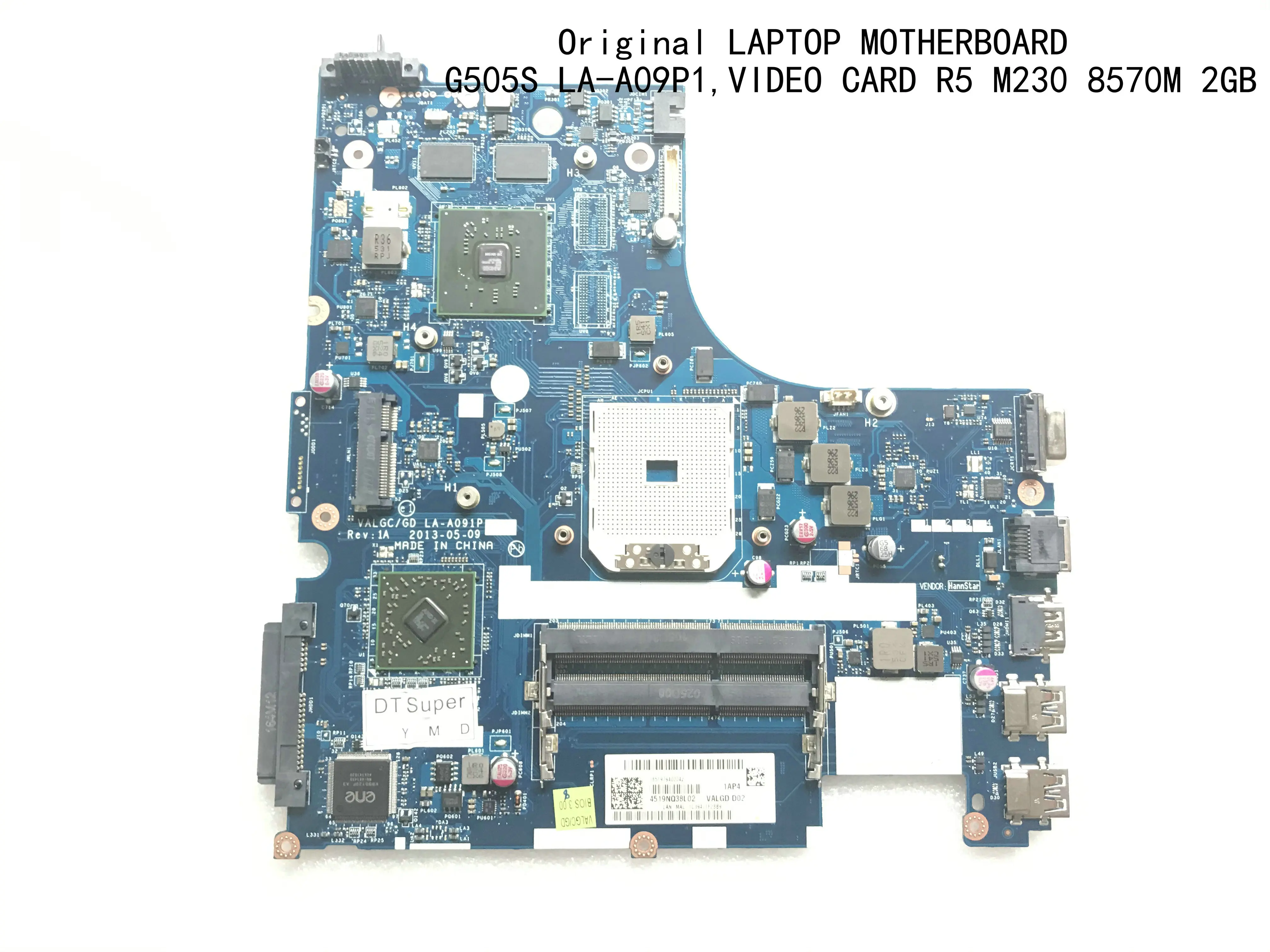 

MLLSE STOCK VALGC/GD LA-A091P G505S MAINBOARD FOR LENOVO G505S MOTHERBOARD ,VIDEO CARD R5 M230 8570M 2GB