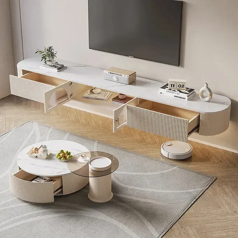 

Light Luxury Nordic TV Cabinets Suspended Modern Small Apartment TV Stands Coffee Table Home Combination Living Room Furniture