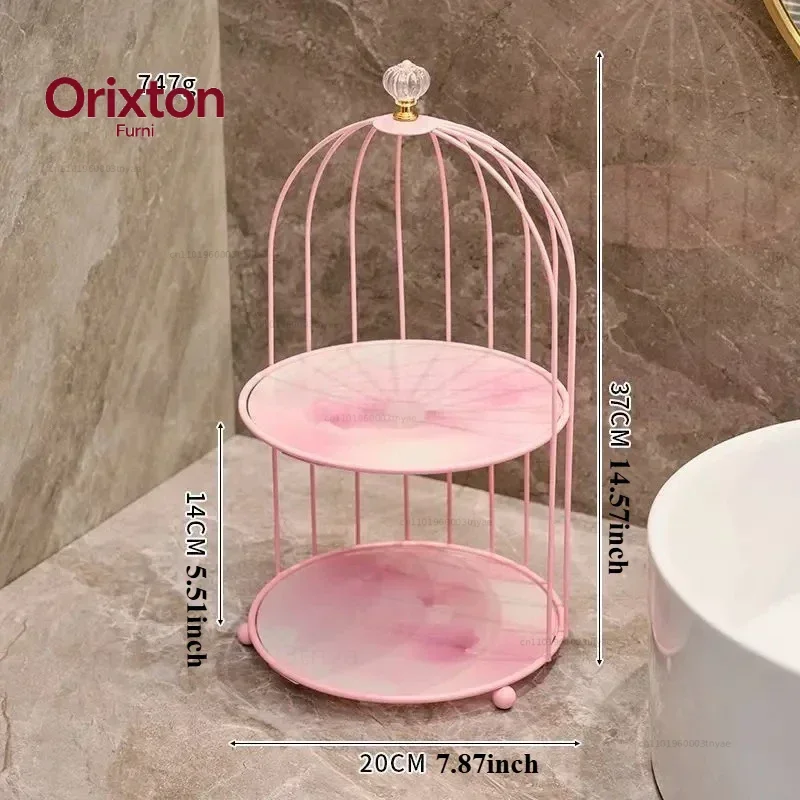 Art Nordic Style Bird Cage Rack Lipstick Perfume Cosmetic Skin Care Product Storage Rack Finishing Table Rack