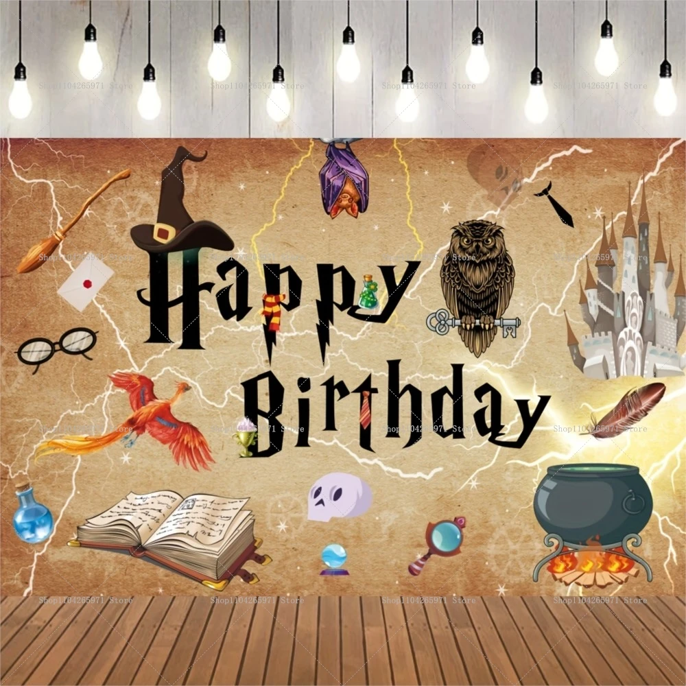 Hogwarts Magic Academy Theme Birthday Party Decoration Harry Potter Kids Gift Backdrop Baby Shower Supplies Photography Props view 6